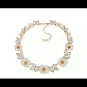 Anne Klein New Gold tone multi flower necklace